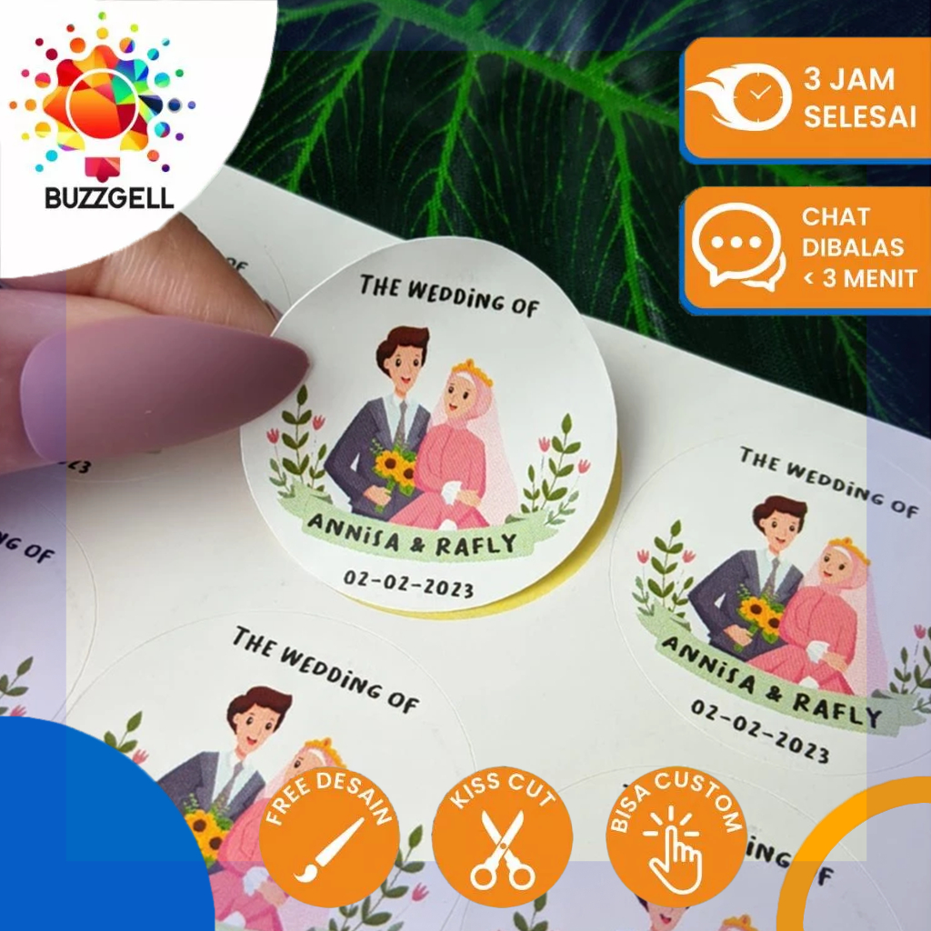 

2-4 BuzzGell Stiker Wedding Souvenir Sticker Custom Ucapan Nikah