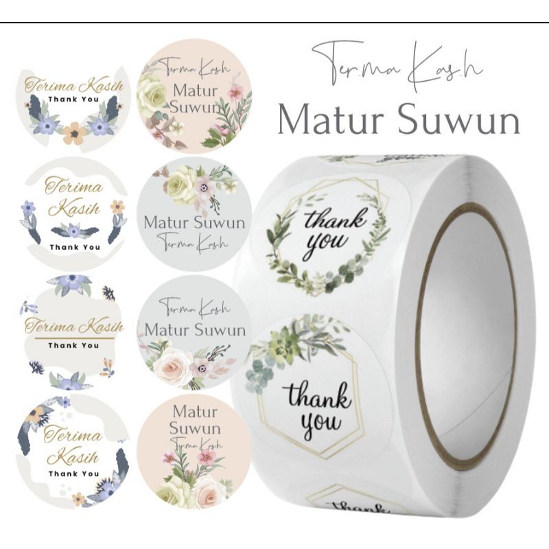 

Sticker Thank You Roll Isi 500 Pcs Stiker Terima Kasih Warna Label Roll Sticker 2,5Cm SS001 - ZO