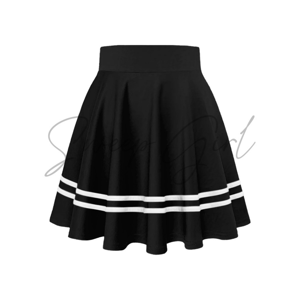 Skirt Rok Pendek Mini Polos List Putih Wanita Olahraga Jogging Korea Style