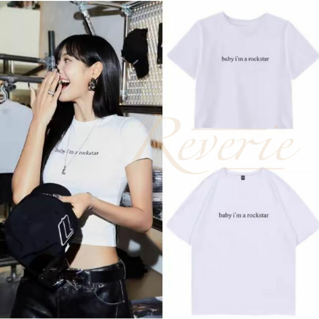 TSHIRT KAOS CROP TOP BABY I'M A ROCKSTAR BAJU KPOP IDOL OUTFIT LALISA FAN MEETING MERCH LILIES