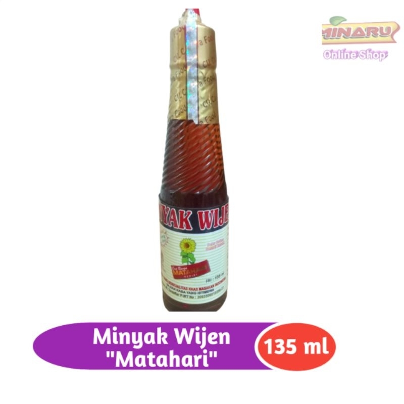

Minyak Wijen 135 ml / 275 ml Matahari Minyak Wijen 275 ml / Minyak Wijen 600 ml ( botol plastik )