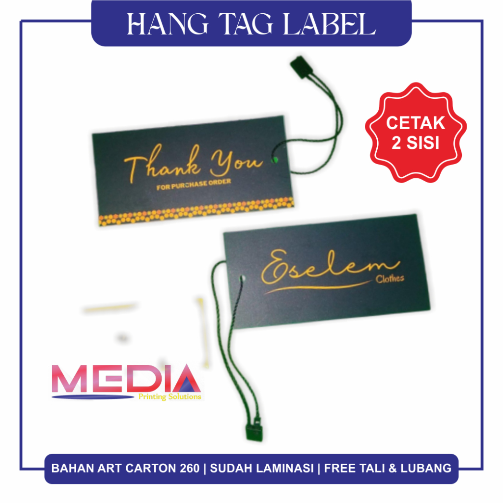 

Hang Tag Merk Label Pakaian Cetak 2 Sisi Bolak Balik