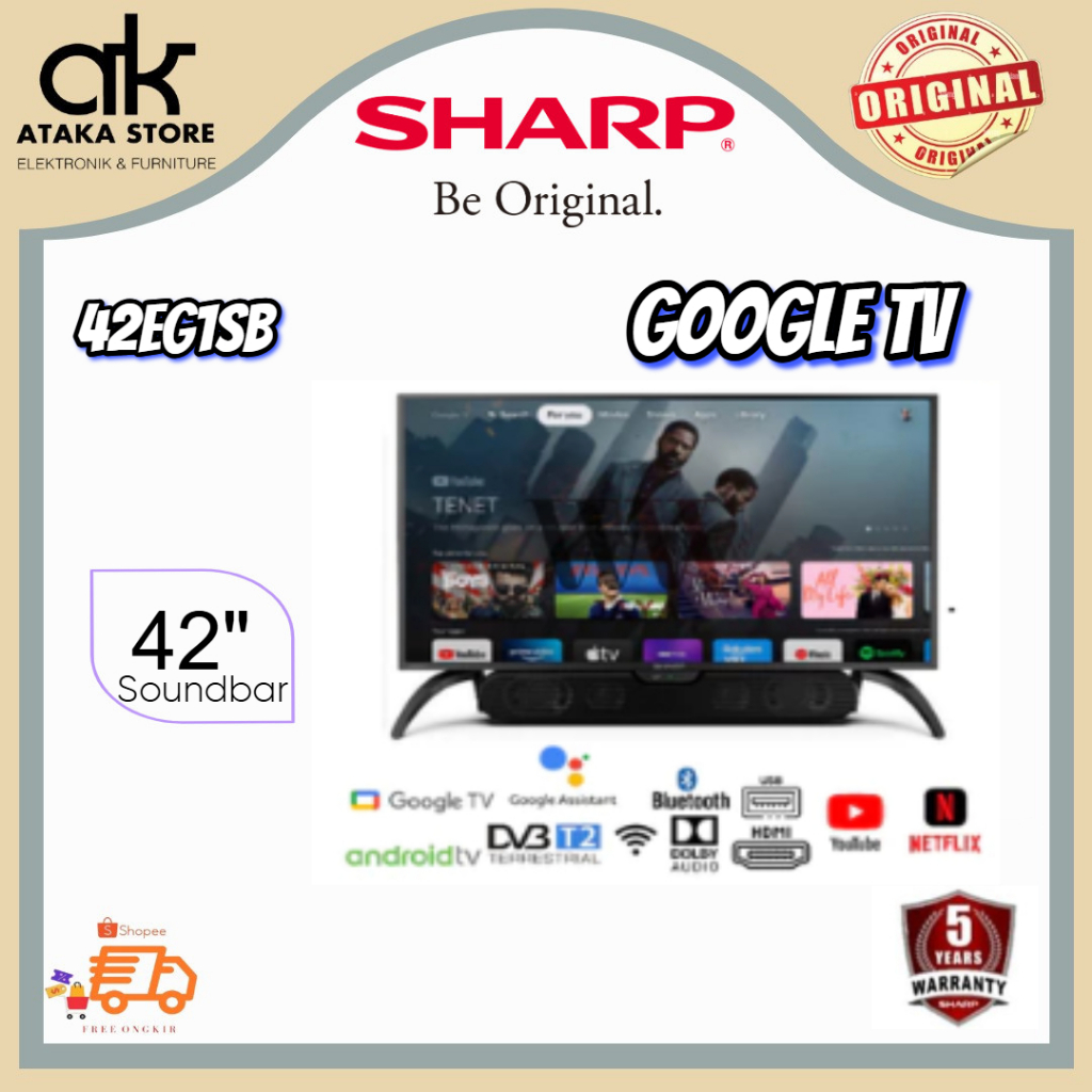 TV LED Sharp ANDROID TV 42EG1SB -  42 Inch Android TV Gogle TV Sharp Soundbar