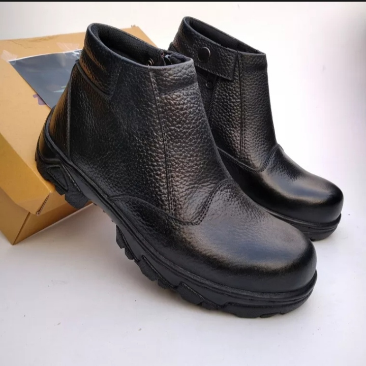 Sepatu Safety Kulit Kings Resleting | Sepatu Safety Kerja Lapngan Kulit Asli