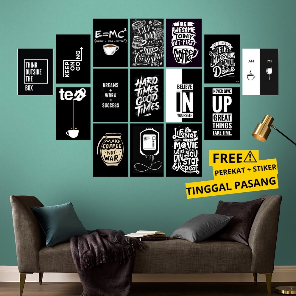 Paling Laku 16PCS Poster Dinding Aesthetic Ukuran A6A5  Free Perekat 1pcs