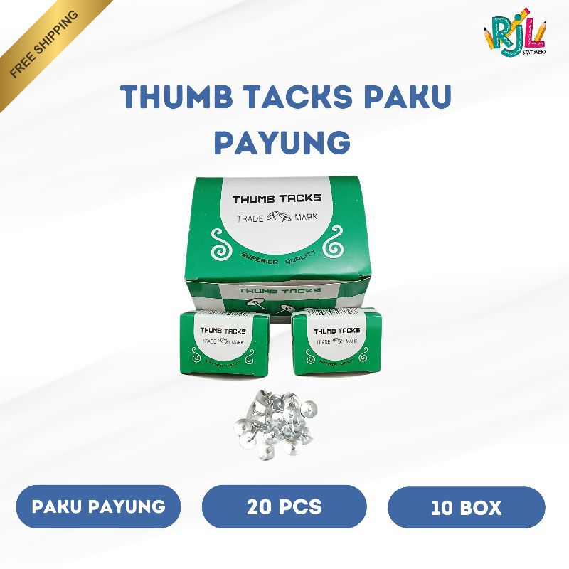 

Thumbs Tacks Paku Payung | 1 Box (20 Pcs) | 1 Pack (10 Boxs)