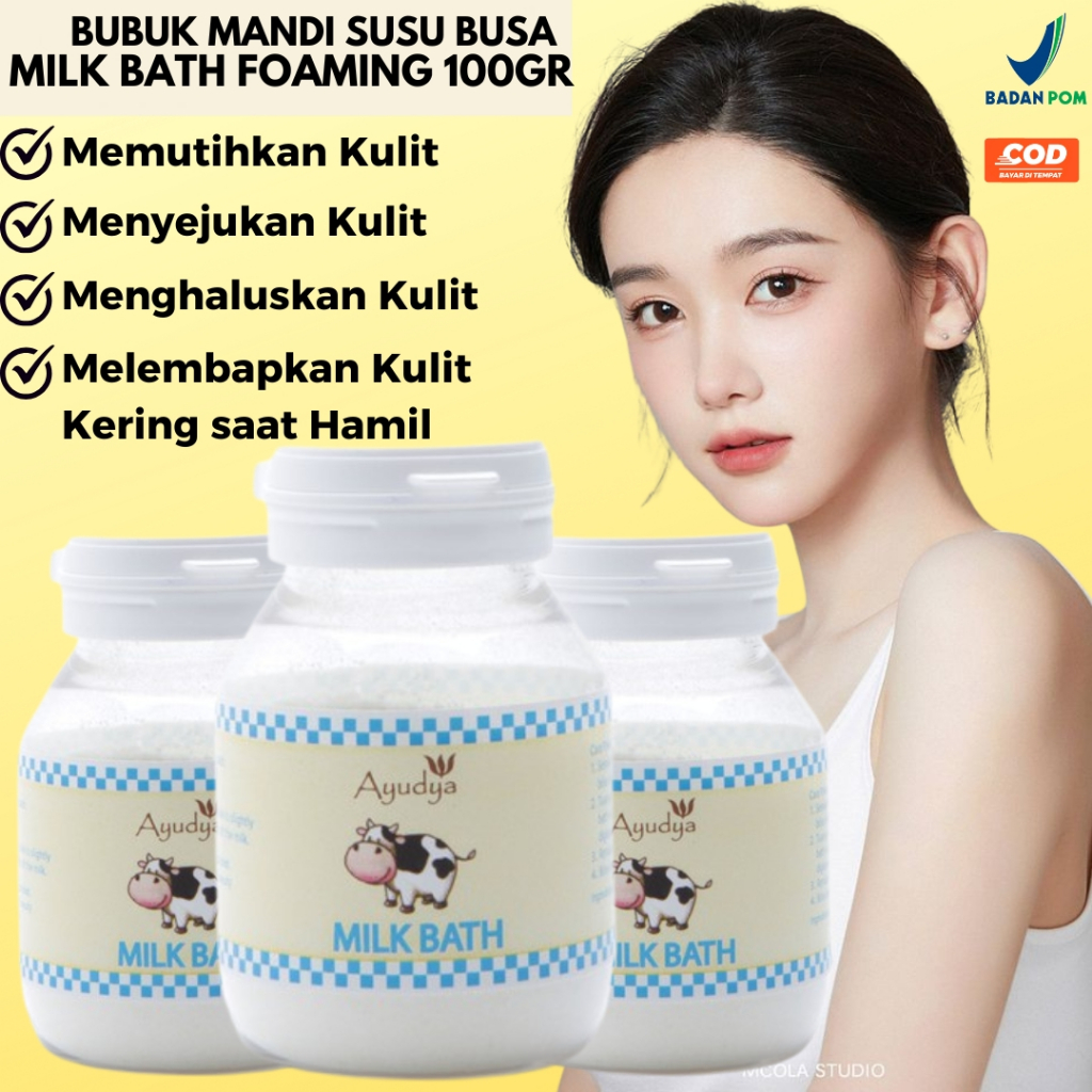 Bubuk Pemutih Badan Permanen Mandi Susu Milk Bath 100 Foaming Mencerahkan Kulit Badan Pemutih Tangan