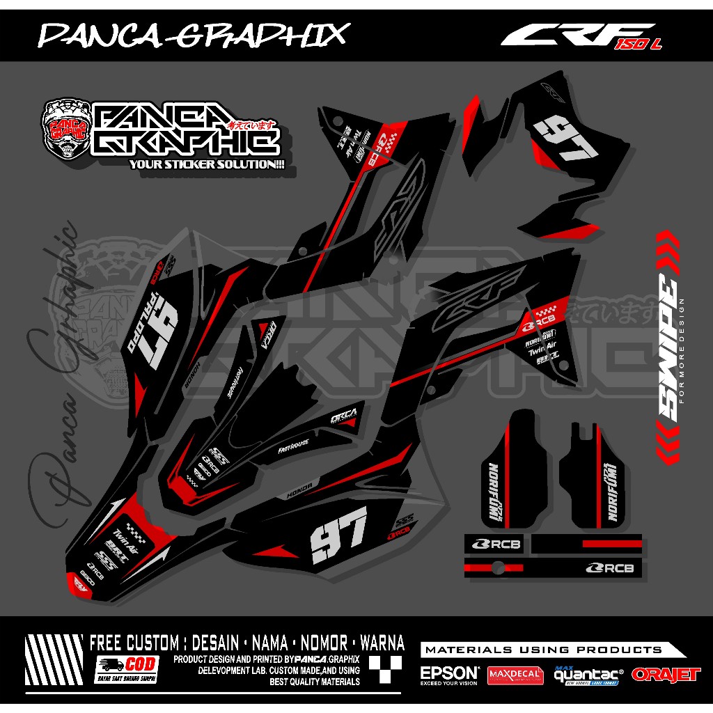 DECAL CRF 150 / STIKER CRF /DECAL CRF / HOLOGRAM / FULL BODY BISA CUSTOM NAMA NOMOR SPONSOR