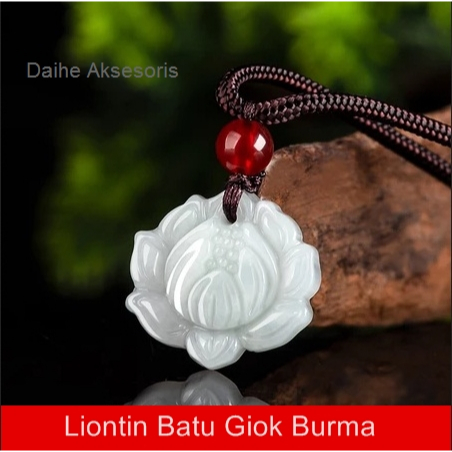 Liontin Batu Giok Burma Ukir Bunga / Kalung Giok / Liontin Giok / Liontin Wanita / Liontin Pria