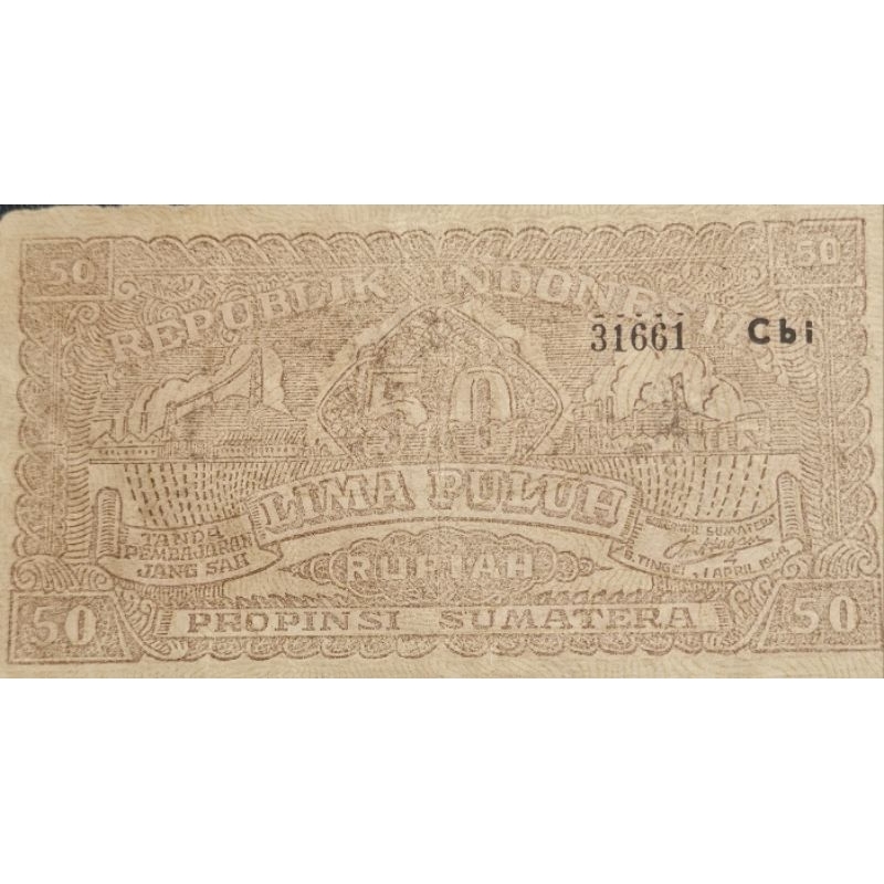#Termurah Uang Kuno Indonesia series Orida Bukit tinggi 50 rupiah Tahun 1948 Kondisi Kertas Renyah O