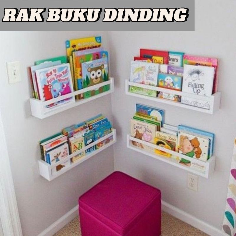 Rak buku dinding/ Rak buku kayu anak/ Rak buku minimalis