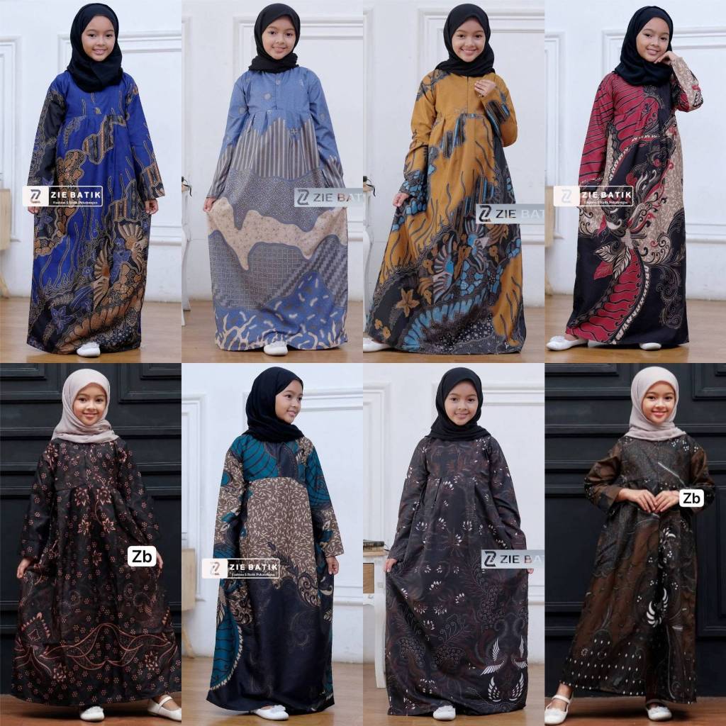 Little Porin - Syakila Gamis Anak 2 - 12 Tahun Baju Batik Anak Perempuan Dress Anak - Gamis Batik An