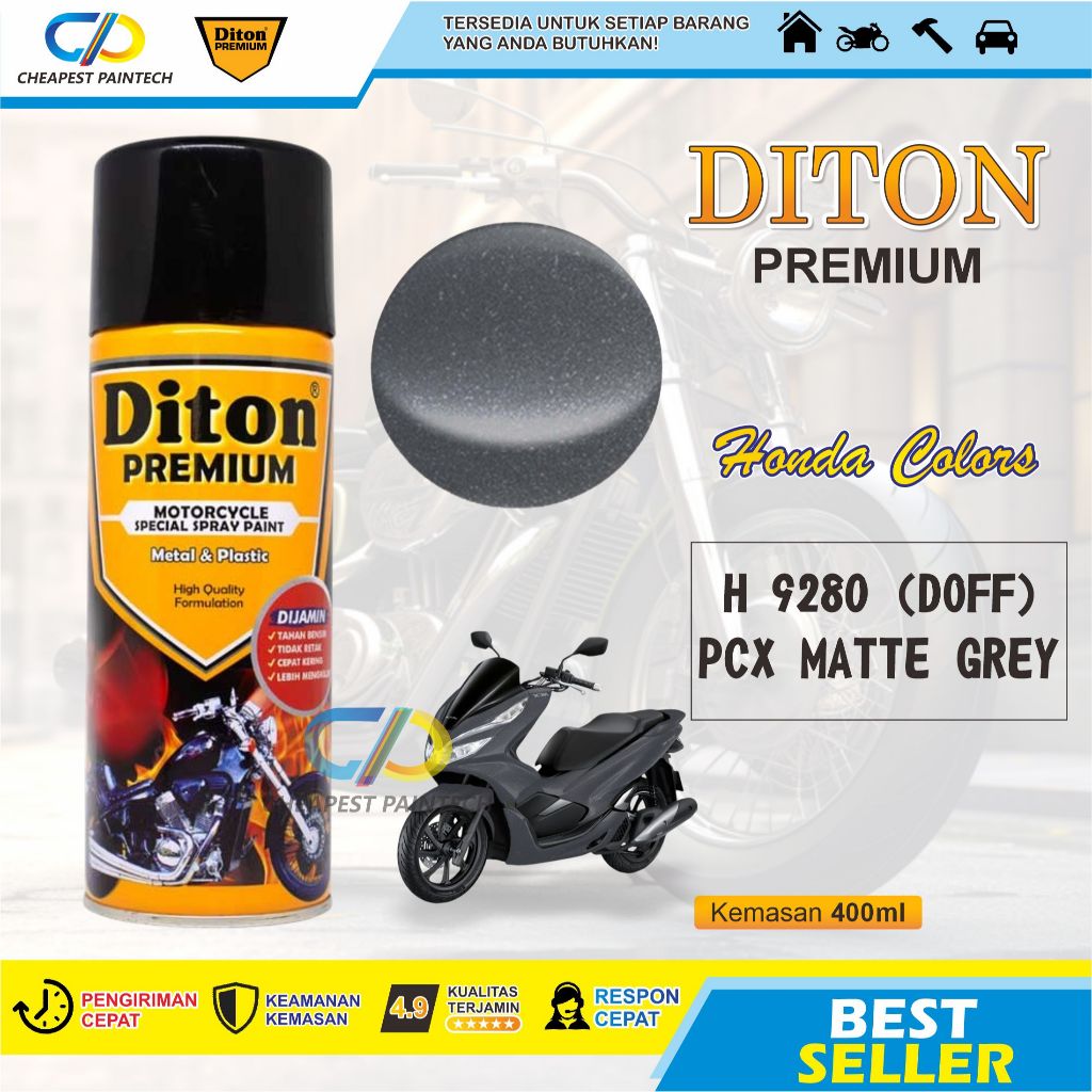 DITON PREMIUM HONDA COLOURS NO H9280 PCX MATTE GREY (DOFF) CAT SEMPROT PYLOX PILOK
