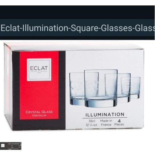 Eclat Illumination Set of 4 Whisky Glass 380 ml Gelas Wine Kristal