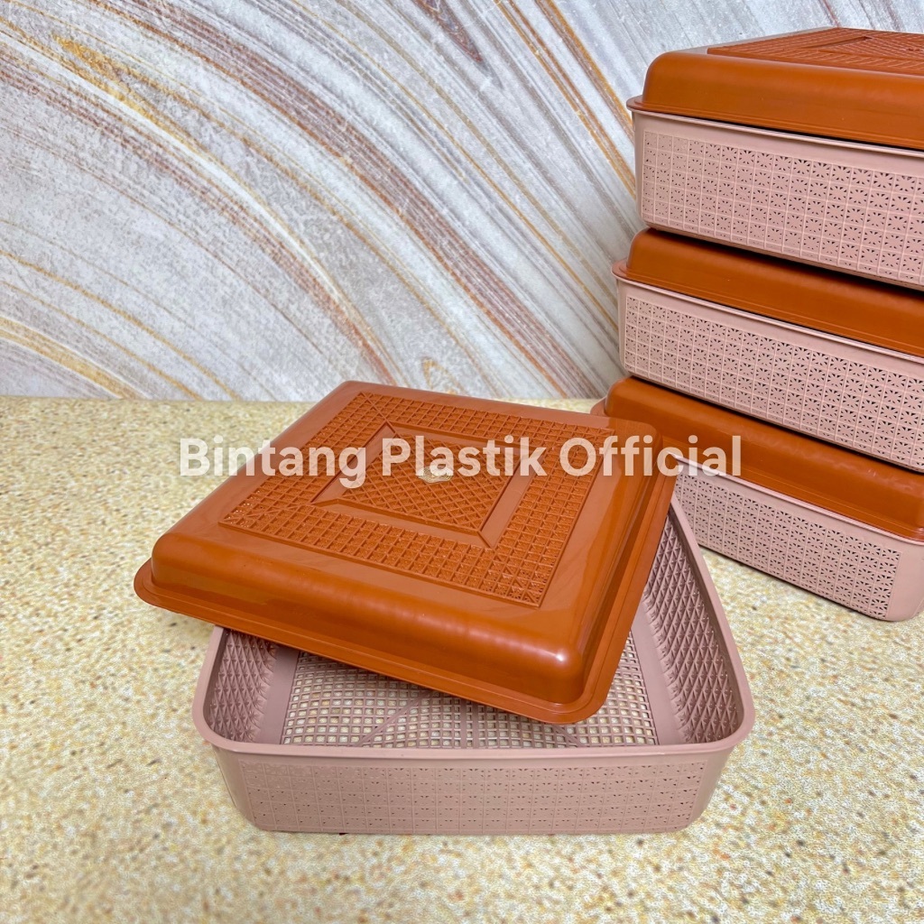 (4 PCS) TENONG SANGKU TUTUP KOTAK PLASTIK TEBAL WADAH BERKAT HAJATAN BESAR SEGI SERBAGUNA SOUVENIR