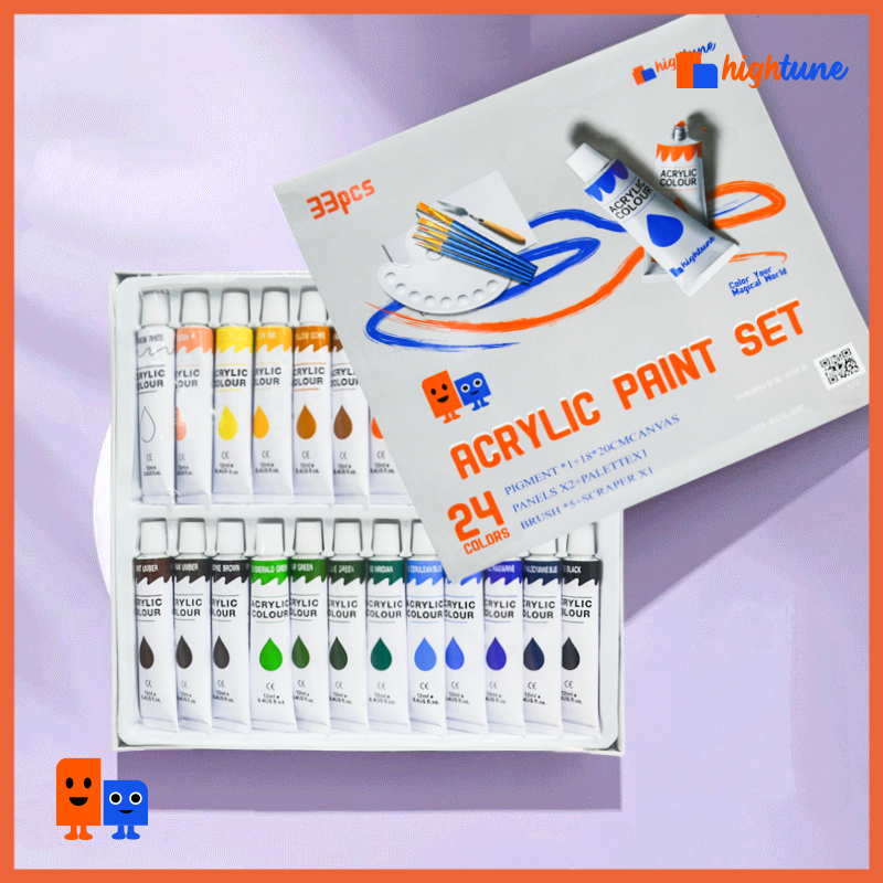 

Hightune Cat Akrilik Set 12/24 Warna Acrylic Paint Color Set Painting Lukis Kanvas JunDW