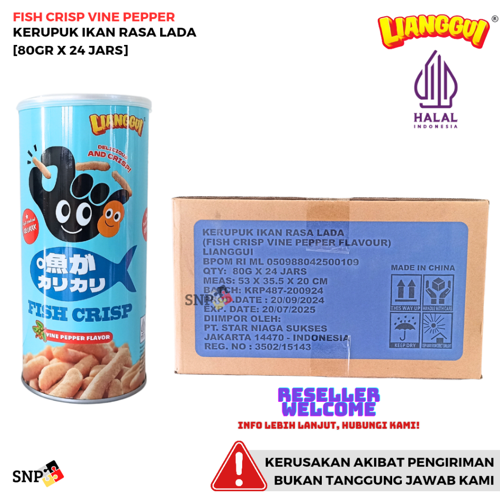 

LIANGGUI KERUPUK IKAN FISH CRISP 80 GRAM [1 DUS, ISI 24 JARS]