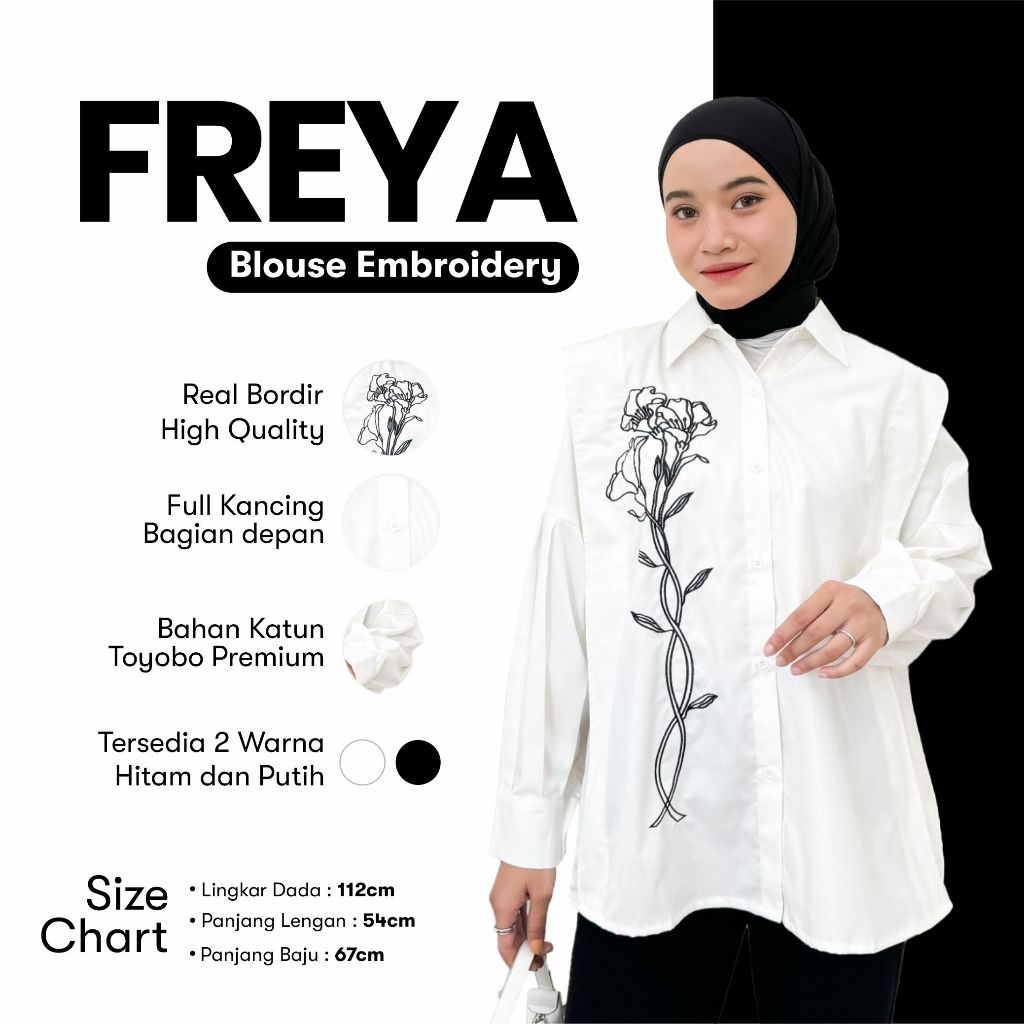 Freya Blouse - Blouse Bordir - Blouse Wanita - Atasan Bordir - Kemeja Bordir - Blouse Wanita Kekinia
