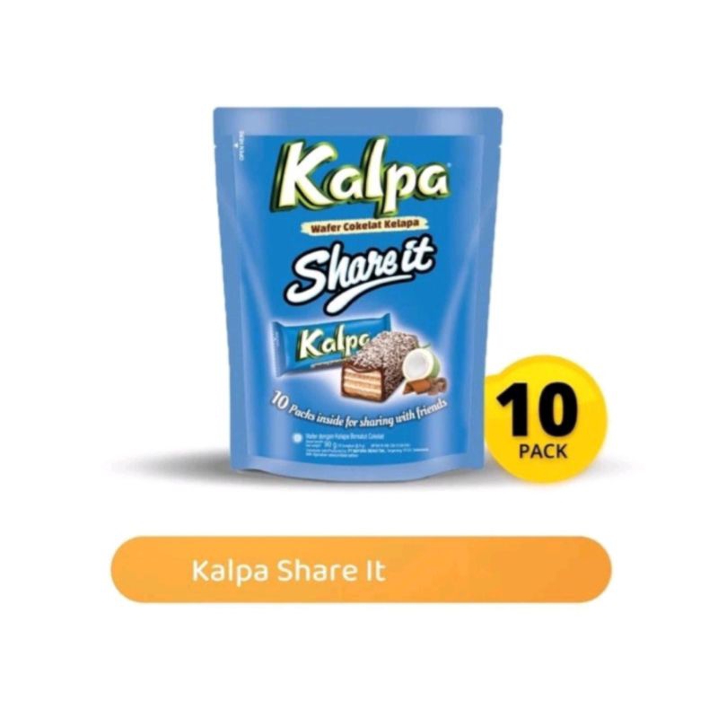 

Kalpa Share It Pouch Wafer (10pcs x @90gr) - Wafer Cokelat / Biskuit Kelapa / Wafer Coklat Kelapa / Wafer Bersalut Coklat / Sensasi Taburan Kelapa Renyah Di Atas Wafer / Wafer Coklat Taburan Kelapa / Family Pack / Biskuit Pouch / Wafer Cokelat Kelapa