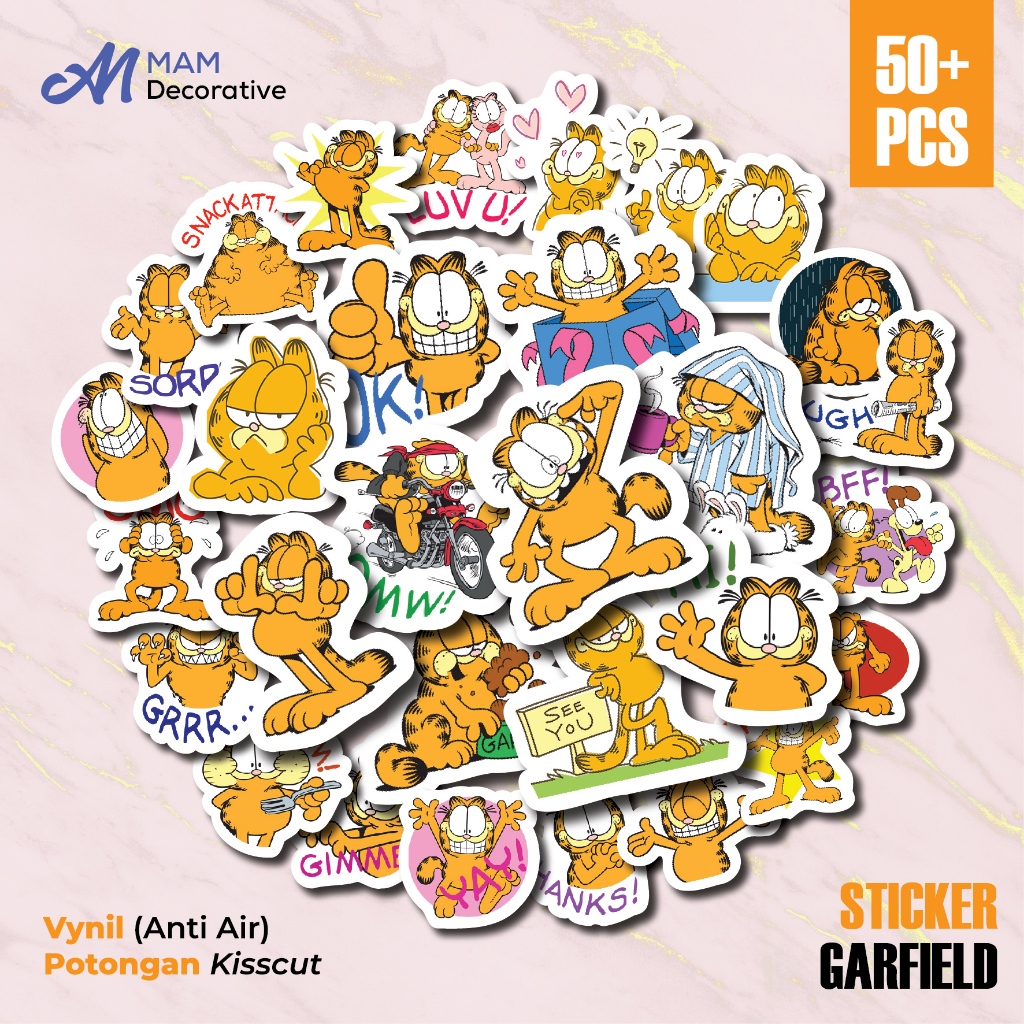 

50 PCS STICKER GARFIELD | Vinyl Waterproof | Stiker Helm Buku Journal Casing HP Laptop