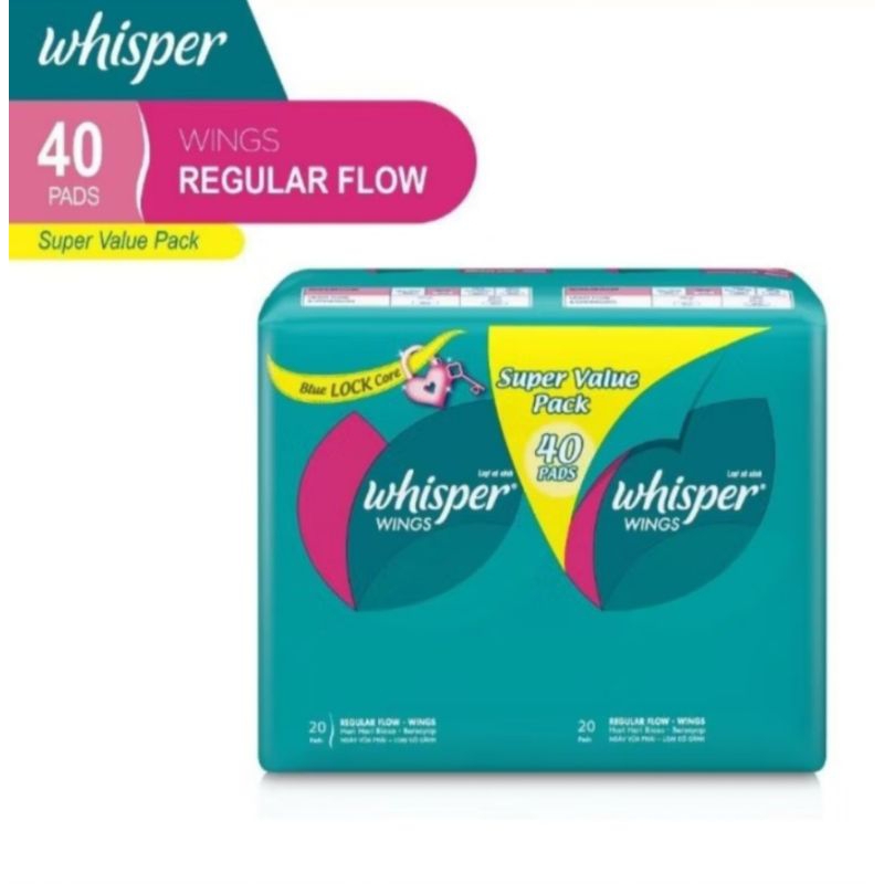 Pembalut Whisper isi 40 pads wings best seller