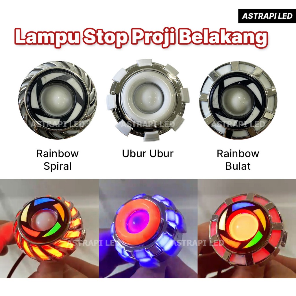 Lampu Stop Belakang Rem Projie Mini Rainbow Arus DC UNIVERSAL Motor IGAWA