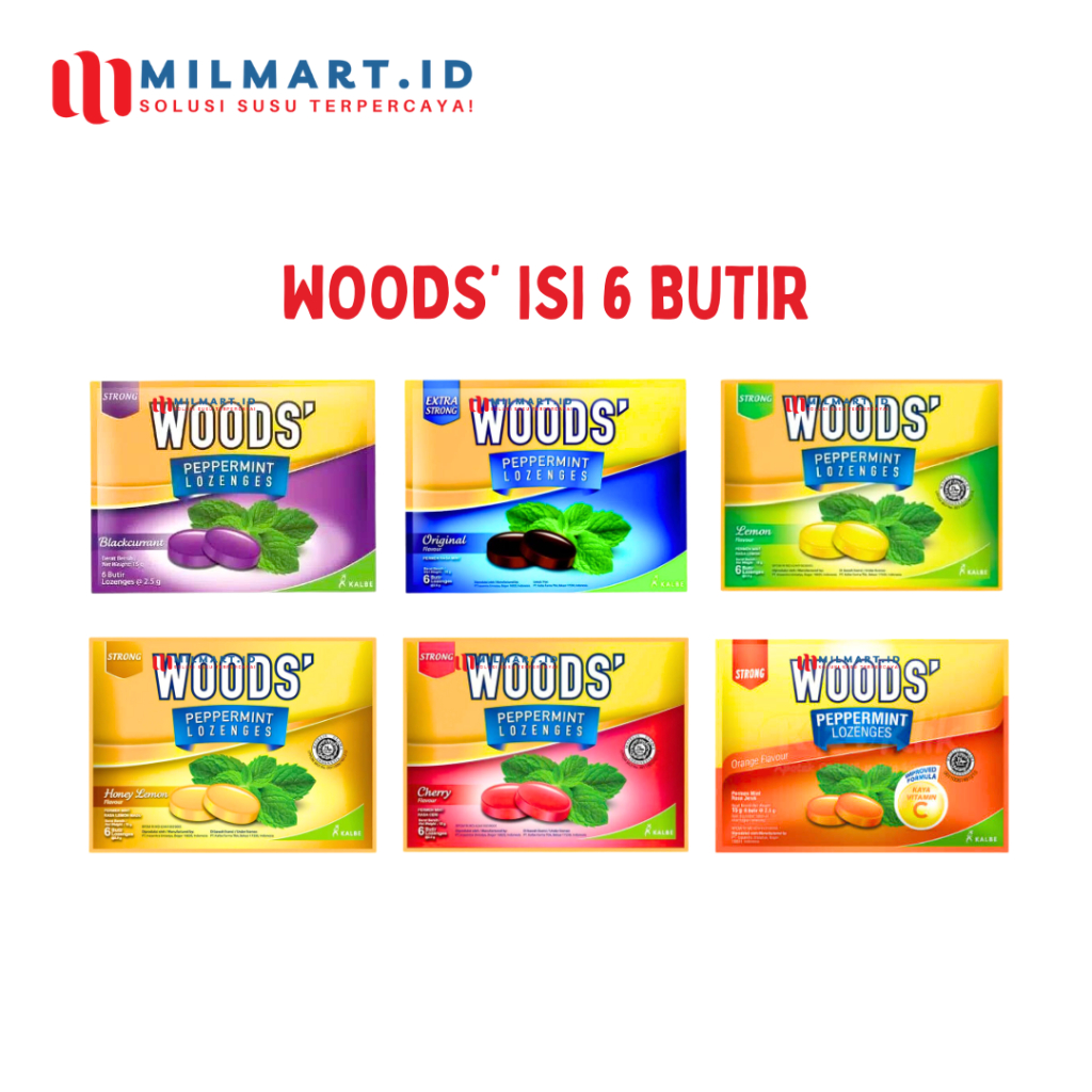 

WOODS' LOZENGES PERMEN POCKET ISI 6 BUTIR PER SACHET ORIGINAL/BLACKCURRANT/HONEY LEMON/CHERY