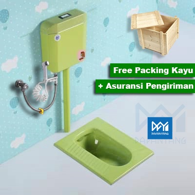 [Warna Baru] Kloset Jongkok Mr. Tao Flush Set SNI Watertank Wc Jongkok Bahan Keramik Toilet Modern E