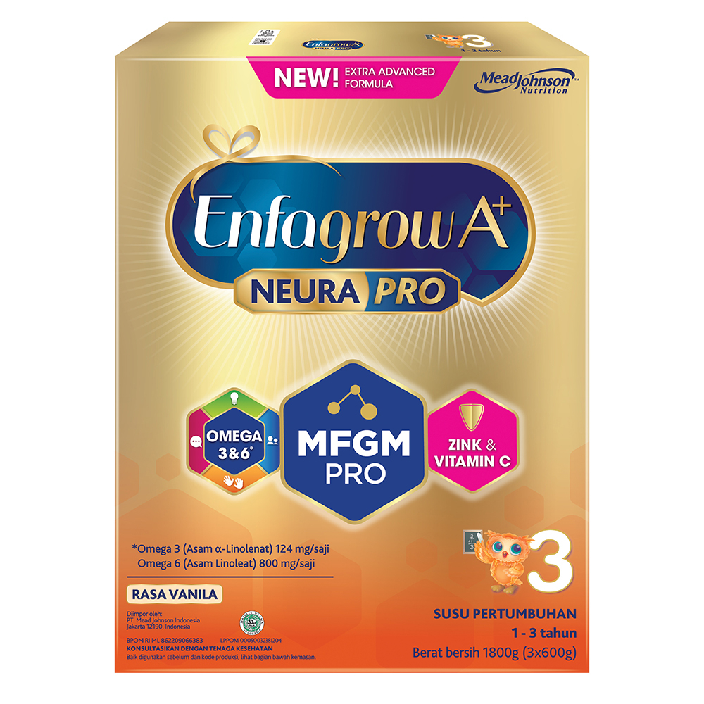 

Enfagrow A+ 3 Susu Bubuk Pertumbuhan Anak 1-3 Tahun Vanila 1800 g