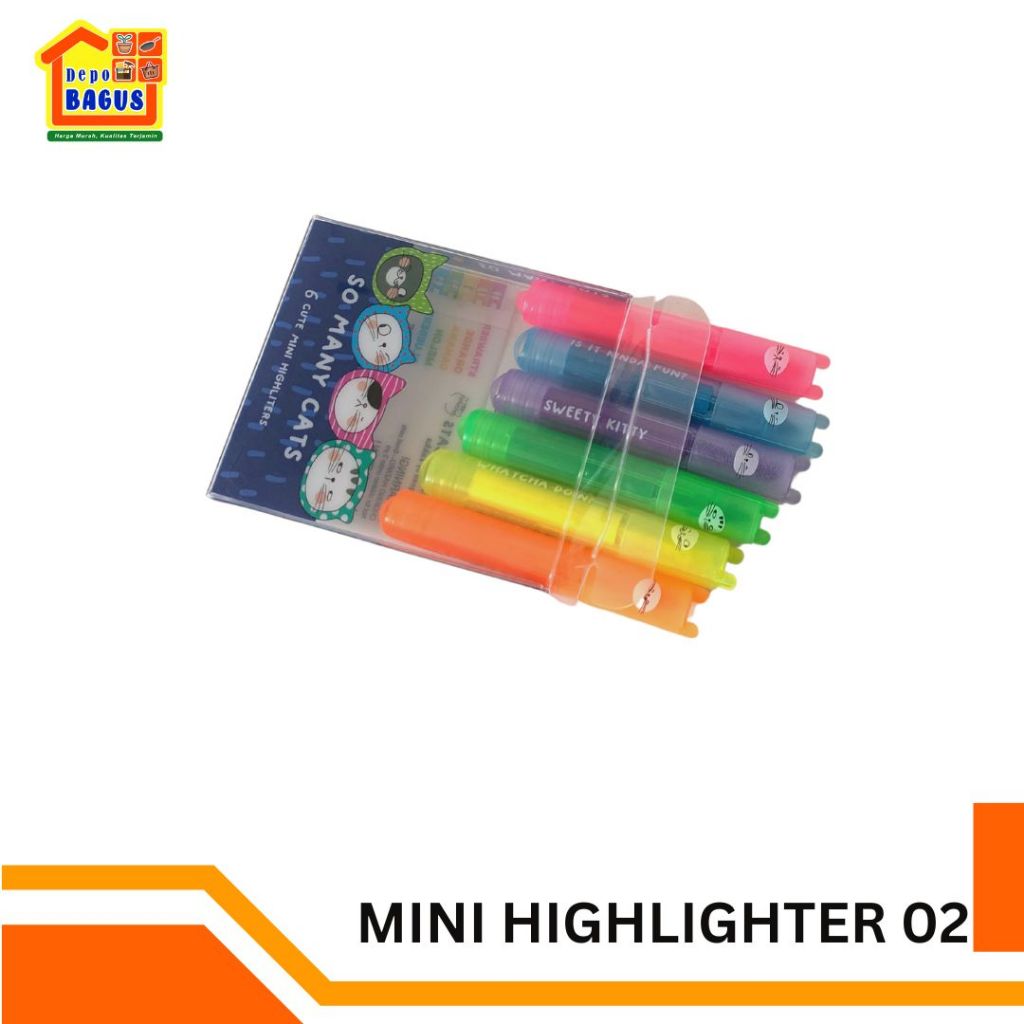 

So Many Cats Mini Scented Highlighter 6pcs Blue/Pink/Purple/Yellow/Green/Orange