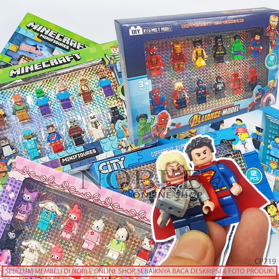 12 pcs Brick Toys Tema City Super Hero Mini Cartoon Cat Spider Red Ninja Figure Collections Karakter