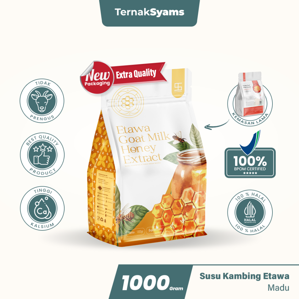 

Official Ternak Syams Surabaya - Susu Kambing Etawa Bubuk 1000 gram 1 Kg Rasa Madu Ternak Syams