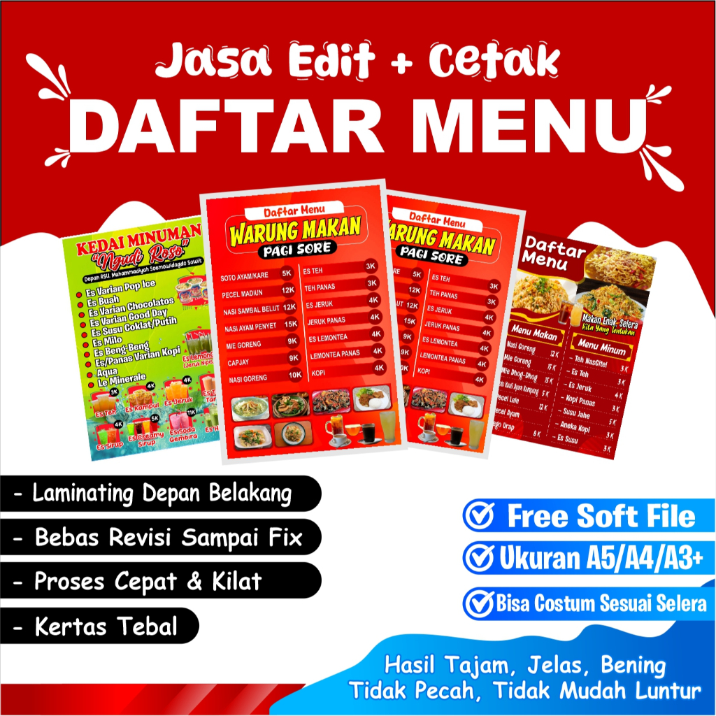 

DAFTAR MENU / MENU MAKANAN / LIST MENU / CETAK DAFTAR MENU / DAFTAR MENU CUSTOM / STIKER MENU