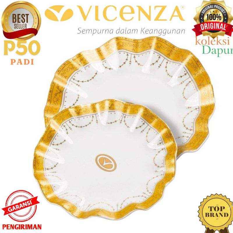 Piring saji berkapasitas besar tipe Maureen guna hidangkan masakan kering & berkuah, design ‘emas’ e