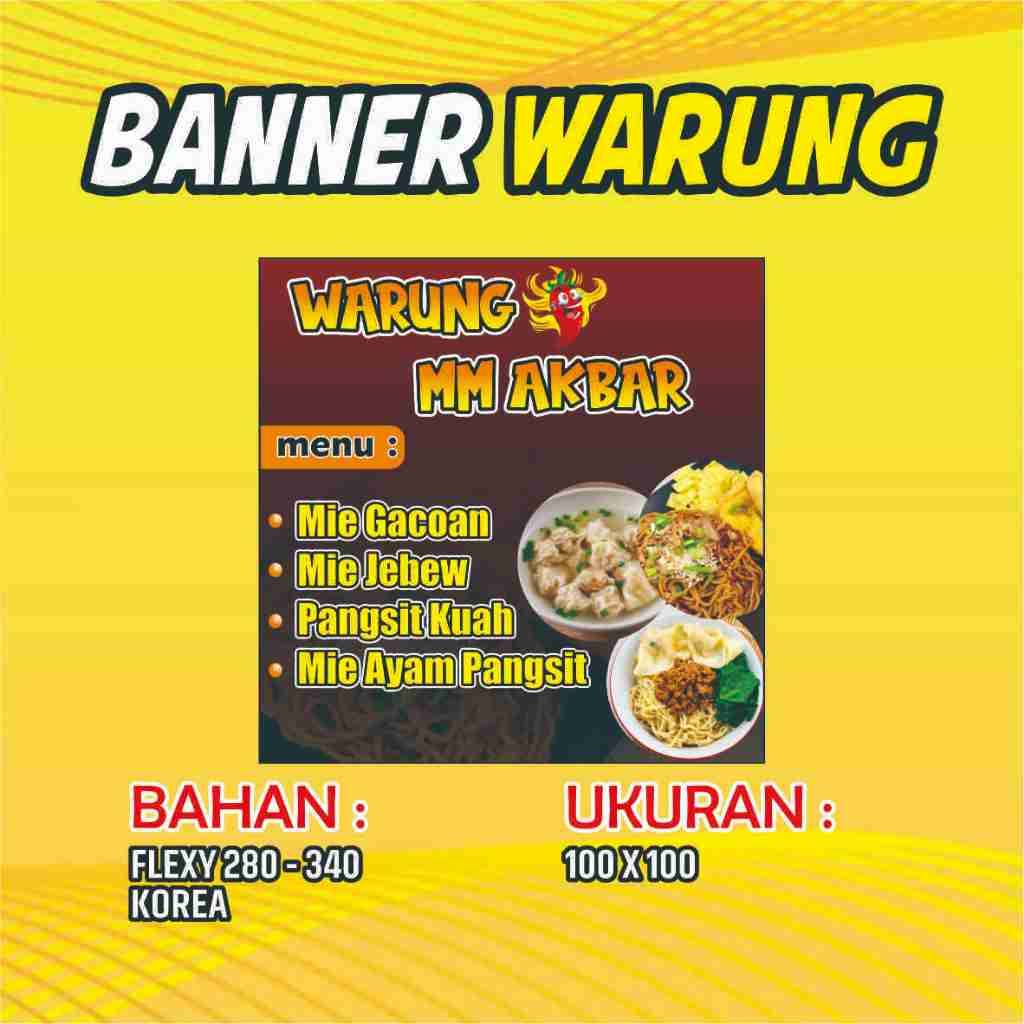 Spanduk Banner Warung/ Banner Warung Custom/ Free Desain/ Spanduk Warung