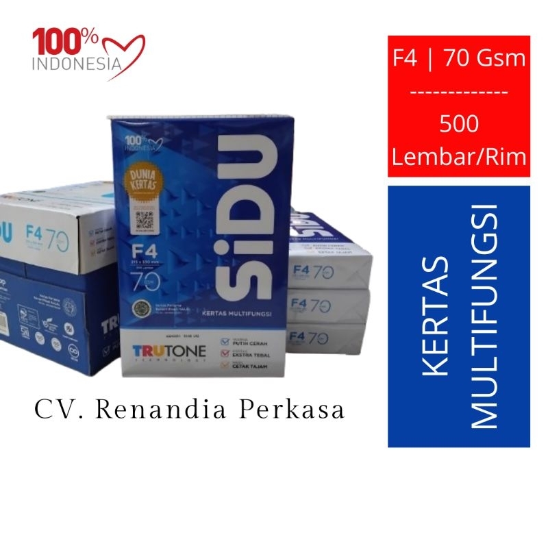 Kertas HVS F4 70GSM SIDU (1 Rim)