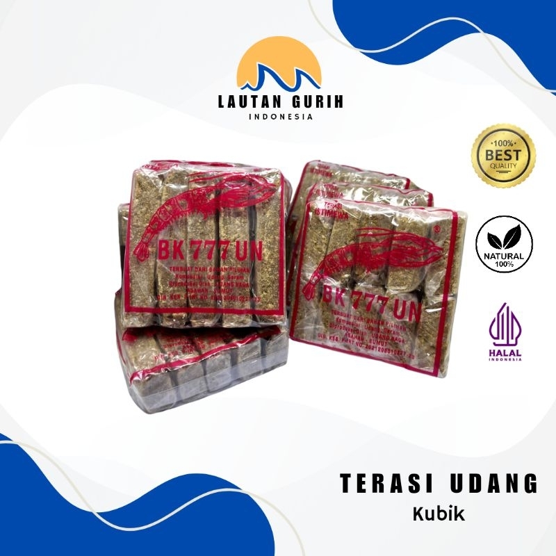 

Terasi Udang Belacan BK 777 UN Merah Kering Kubik Panjang Pendek besar kecil enak lezat halal terdaftar ga pahit enak 180gram