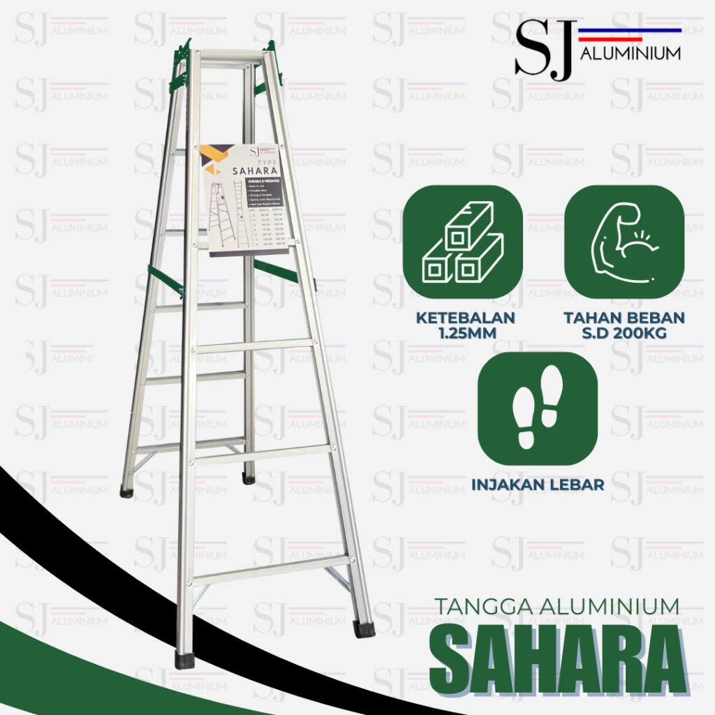 TANGGA SAHARA - Tangga Lipat Aluminium - Tangga Aluminium / Aluminium Ladder - JUMBO Hijau 1,75 M / 