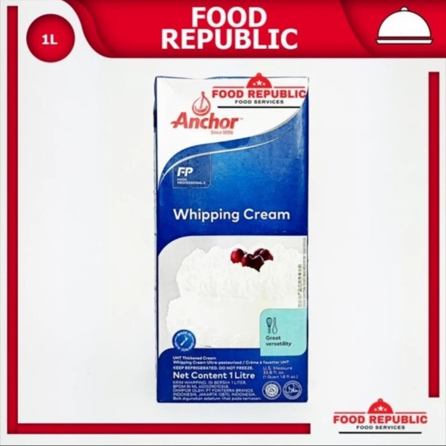 

WHIPPING CREAM ANCHOR 1 LTR - WHIP KRIM HALAL IMPORT PREMIUM LEZAT