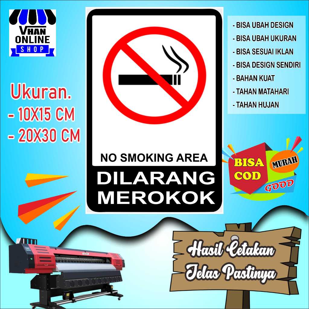 

Cetak Sticker Dilarang Merokok Design Keren Putih
