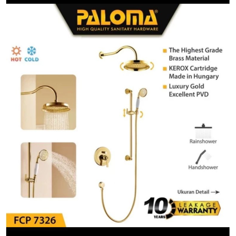 PALOMA FCP 7326 keran mixer shower tanam set tembok keran air gold