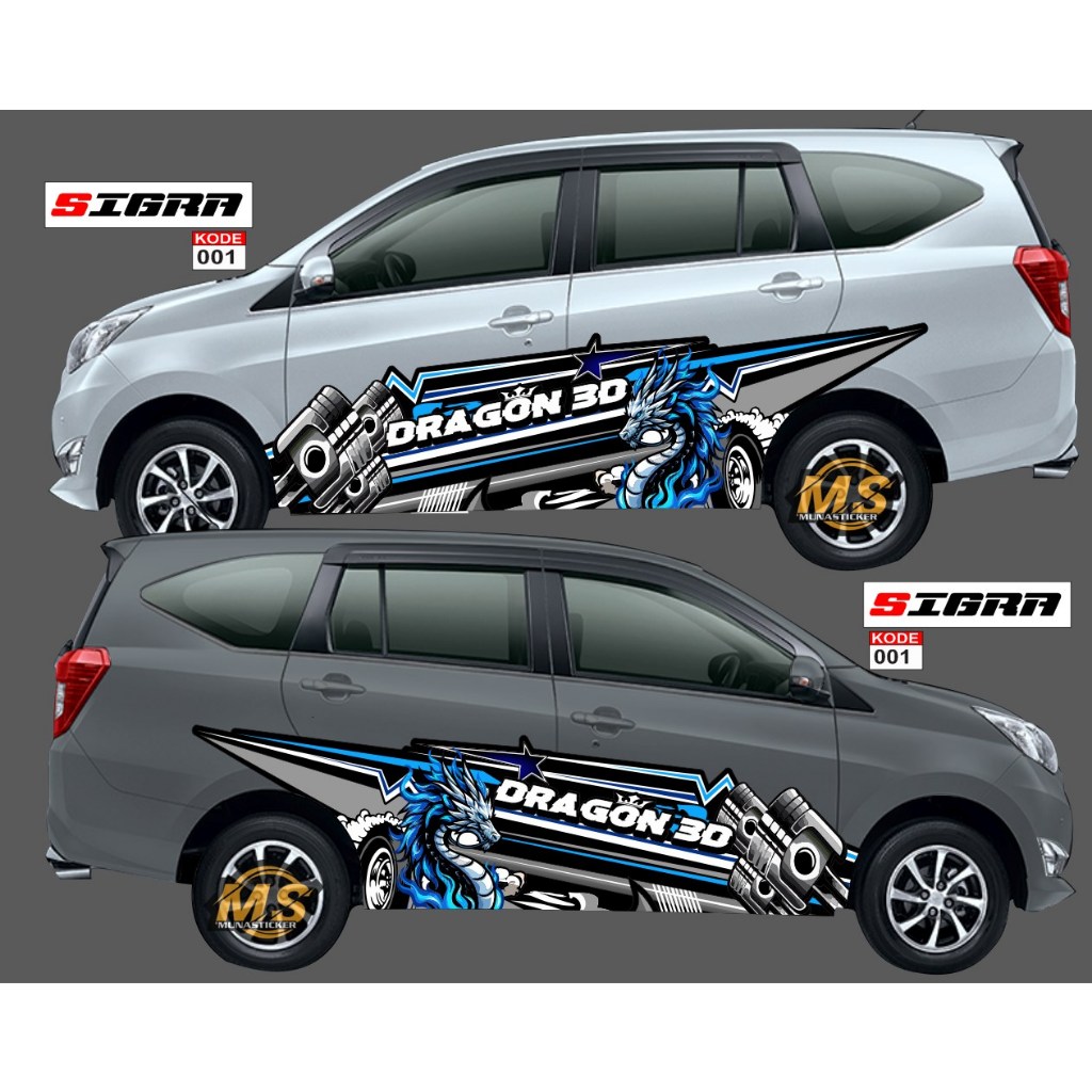 STICKER VARIASI MOBIL SIGRA / VARIASI STICKER BODY SAMPING MOBIL TOYOTA MOBIL SIGRA / STIKER MOBIL P