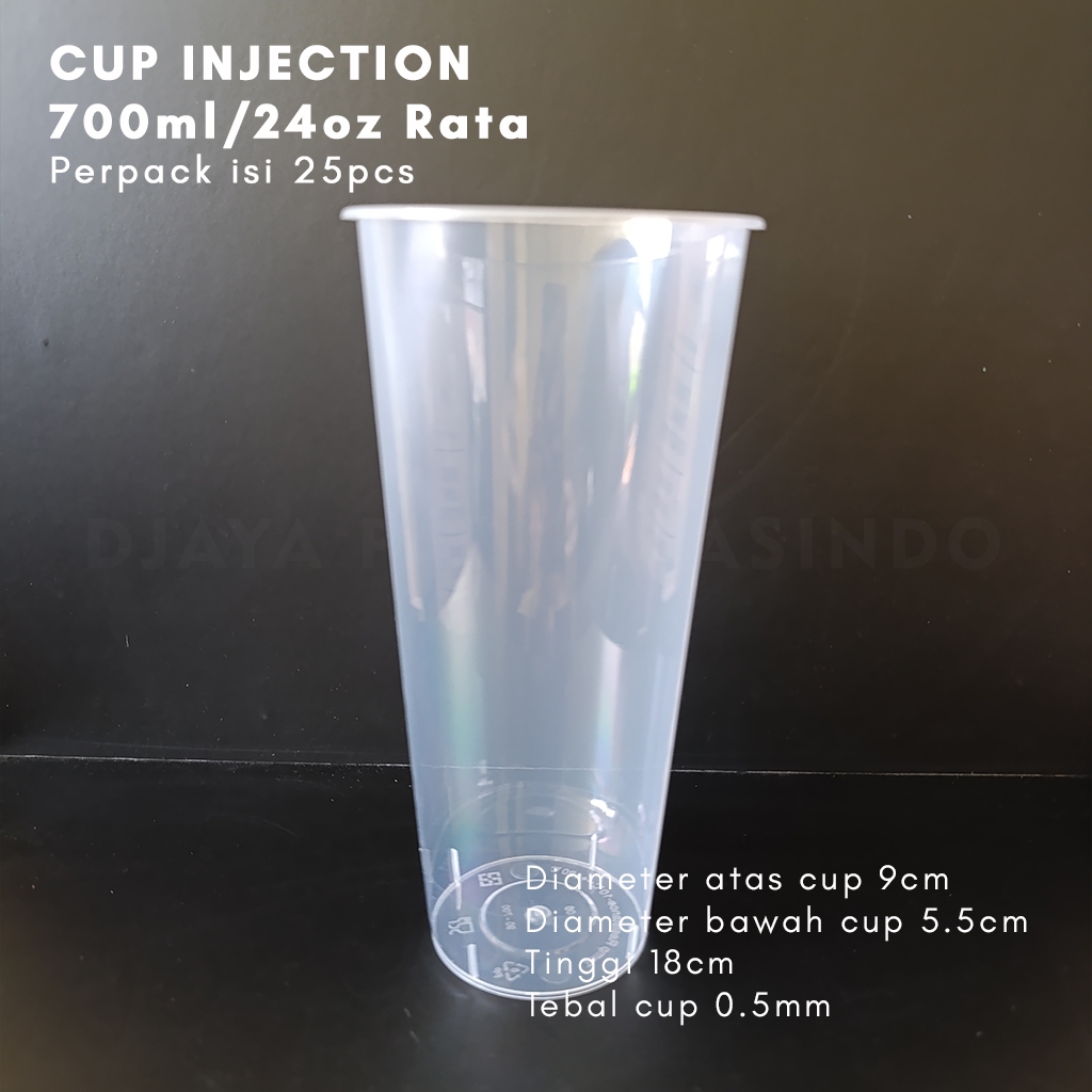 Cup Injection 700ml 24oz Tebal Gelas Plastik Thinwall Cup Injection Rata Isi 25 Pcs