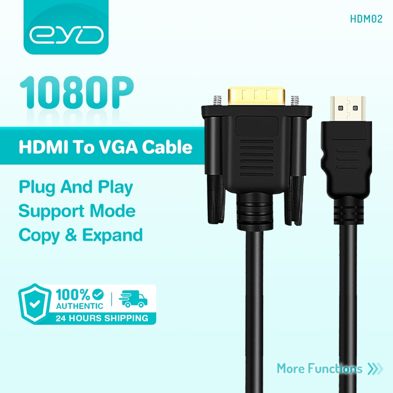 EYD HDM02 HDMI to VGA Cable 1080P Cable with Audio Video HDMI Male to VGA Male Cable 1920 x 1080P