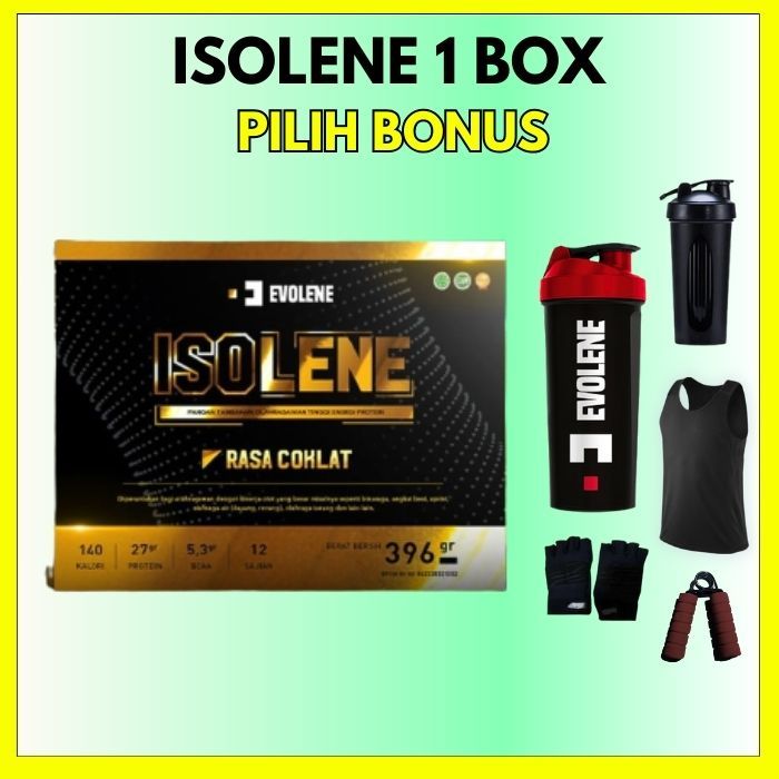 

Evolene Isolene Coklat 396gr/12 Sachet Kualitas Premium Defisit kalori Whey isolate BPOM HALAL
