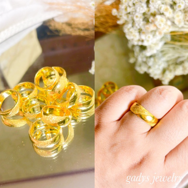 cincin tunangan pasir Lapis Emas 24krt Crum Emas Muda 6 gram Cincin Cewek Replika Premium Gold