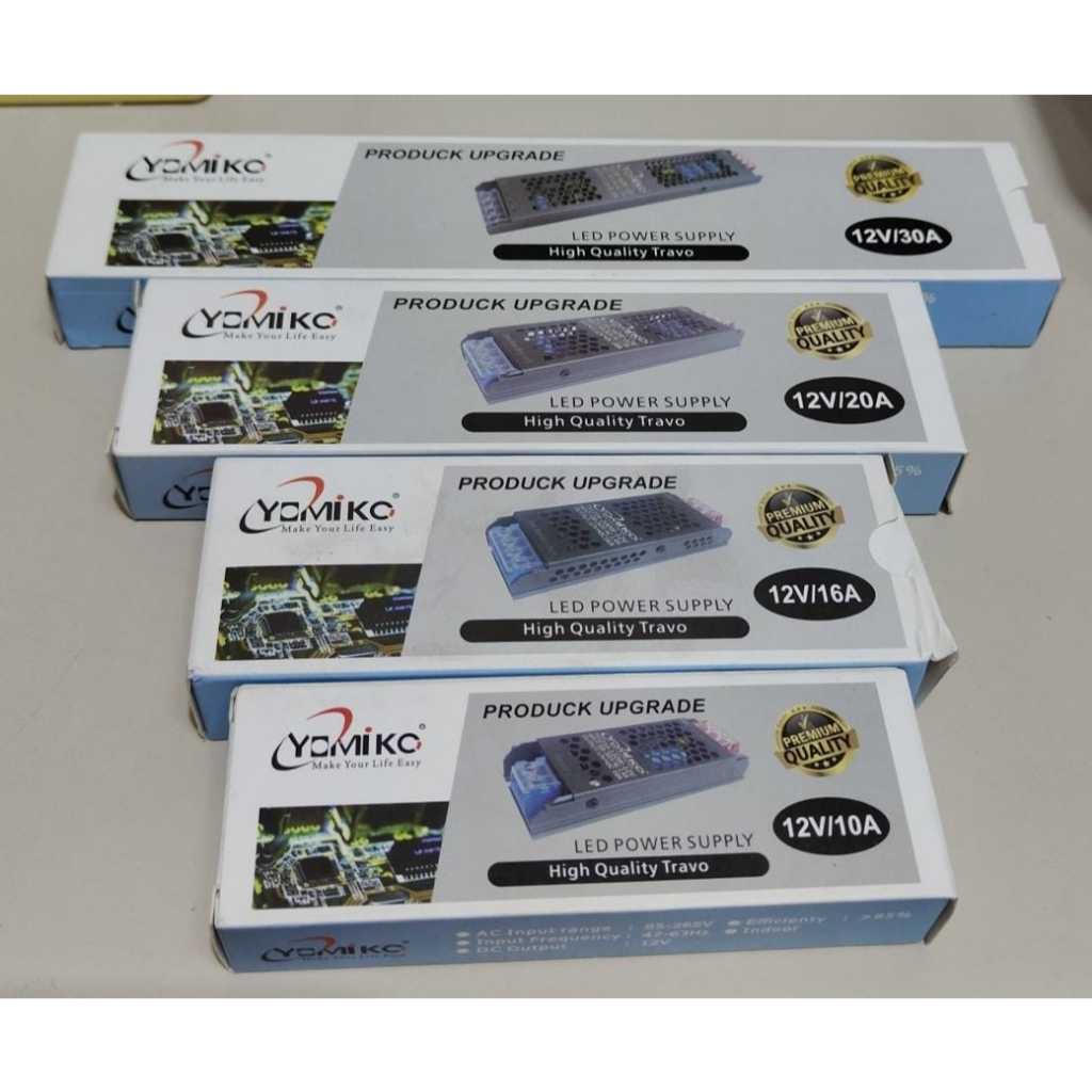 Ballast Travo Led 12v Yomiko  10A 16A 20A 30A power supply cctv led strip alumunium slim