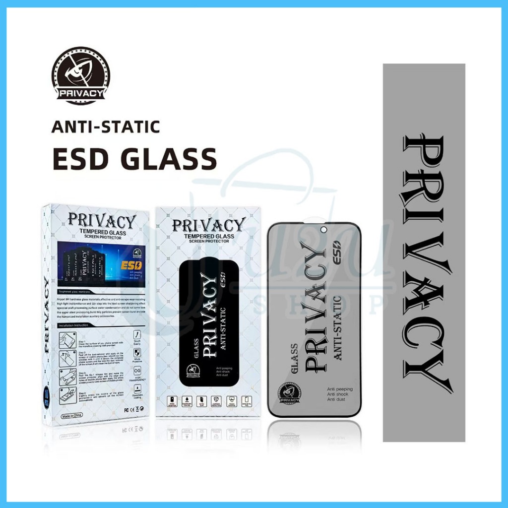 Tempered Glass SPY ESD Anti Static Iphone 12 Pro Max 13 Pro Max 14 Pro 14 Pro Max 16 Pro 16 Pro Max 