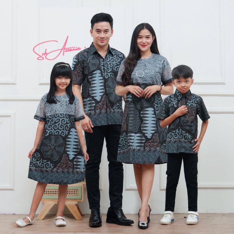 Lylia - Baju Batik Couple Baju Natal Murah Cod Pasangan Dan Keluarga Kemeja Hem Dress Brokat Motif A