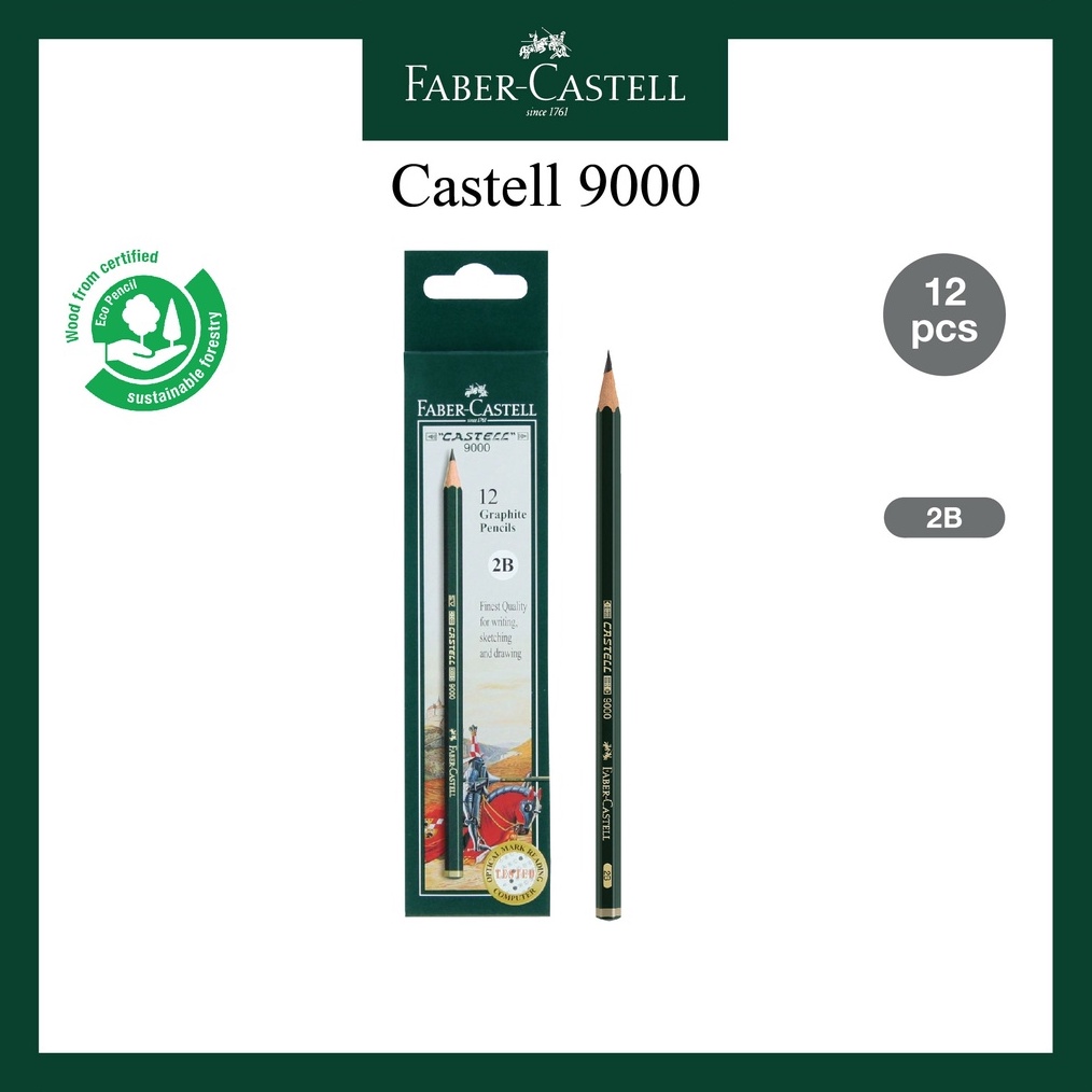 

KODE N35U Pensil Faber Castell 2B Castell 9 Untuk Ujian dan Menggambar Per BOX